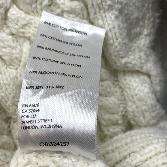 Free People Sweater Womens Medium Cream Every Cloud Cable Knit Collared Cozy - Picture 7 of 10